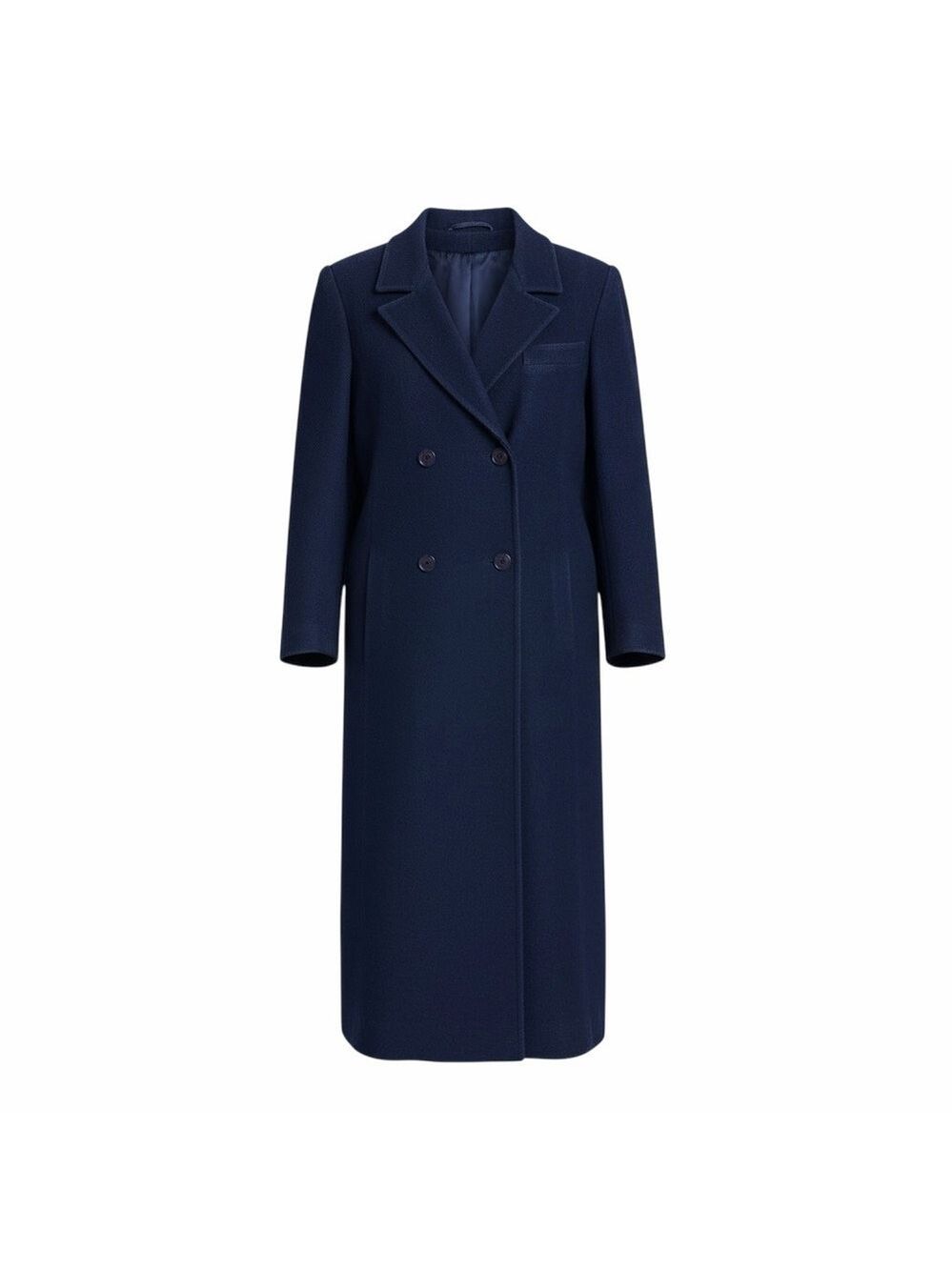 HOLT RENFREW Vintage 90s Luxury Designer WOOL Blue Trench Pea Coat Womens Small